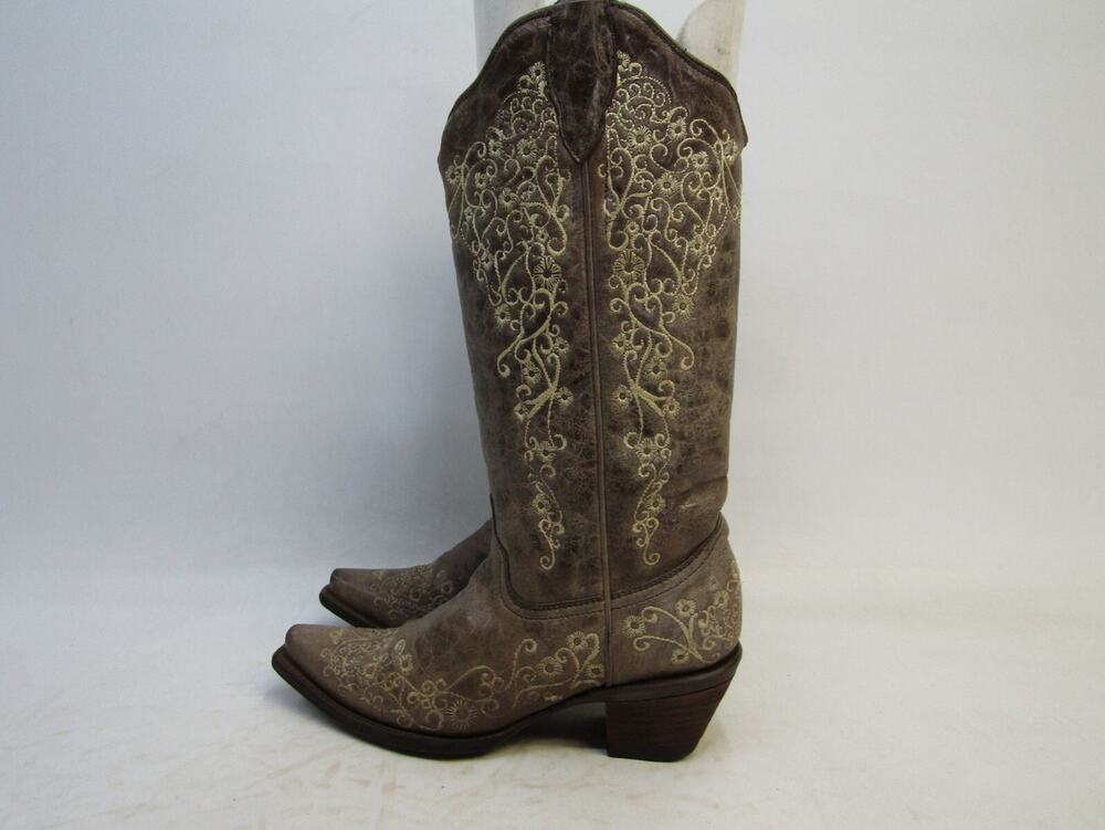 Corral Womens Size 7.5 M Brown Leather Western Cowboy Boots